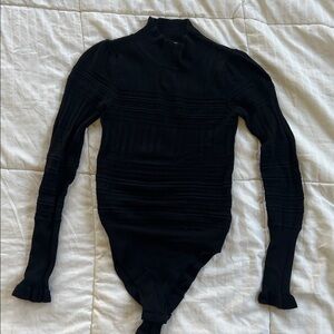 Free People Black Ribbed Bodysuit